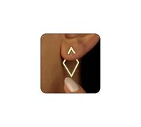 Calkkrer Minimalist Geometric Lightweight Diamond-Shaped Earrings, Gold Hanging Jewellery Pieces, 2-in-1 Wearing Style, Unique Ear Jacket Style, Women's Fashion Jewellery