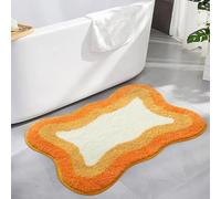 Calkkrer Orange Non-Slip Washable Bathroom Rug, Soft Fluffy Irregular Shape Bath Mat, Microfiber Machine Washable Floor Mat, For Bath Tub 40 * 60cm