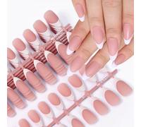 Calkkrer Pack of 150 White French Matte Nail Tips, Full Cover, Hypoallergenic, Natural Ingredients, Unscented, Homeopathic, Travel Size, False Nail Tips