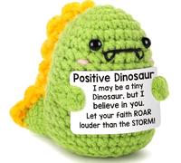 Calkkrer Pocket Hug Positive Dinosaur Crochet Animals, Green Crochet Cuddly Toys with Positive Card, Positive Gifts Courage, Pocket Hug Lucky Charm