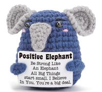 Calkkrer Pocket Hug Positive Elephant Crochet Cuddly Toys, Lucky Charm with Positive Card, Pocket Hug for Get Well, Courage Gifts for Relaxation