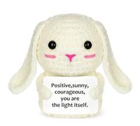 Calkkrer Pocket Hug Positive Rabbit Crochet Cuddly Toys, Lucky Charm with Positive Card, Pocket Hug for Get Well, Emotional Support Encouragement