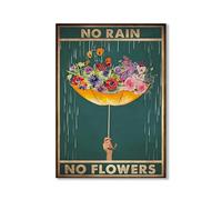 Calkkrer Retro Metal Poster No Rain No Flowers, Wall Decoration For Living Room, Or Office, Humorous Vintage Poster As Encouragement Gift For Birthday, 30×20 cm