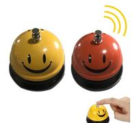 Call Bell, 2pcs Service Bell for the Porter Kitchen Restaurant Bar Reception Call Bell Desk Call Bell Classic Concierge Hotel Use Non-Slip Base Call Bell Orange+Yellow