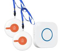 Call Bell for Elderly, Panic Button Alarm, Emergency Caregiver Pager, Home Alarm Systems/Nurse Alert System for Patient 500Ft/150m with 1*UK Plug-in Receiver & 2*Waterproof Transmitters