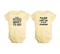 Call Grandma She Knows What to Do & Please Pass Me to Grandma Funny Rompers, Newborn Baby Bodysuits, Infant Jumpsuits, Baby Unisex Novelty Outfits, Pack of 2
