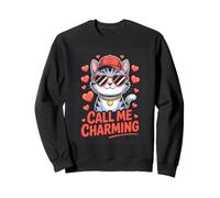 Call Me Charming Cool Cute Cat With Hearts Sweatshirt