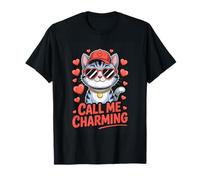 Call Me Charming Cool Cute Cat with Hearts T-Shirt