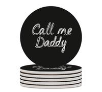 Call Me Daddy Round Ceramic Coasters Non-Slip Cork Base Drinks Holder Craft 6PCS