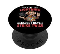 Call Me Lightning Never Strike Twice Bowling Humor League PopSockets Adhesive PopGrip