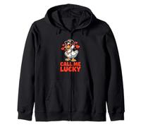 Call Me Lucky Funny Romantic Duck Lover Zip Hoodie
