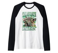 Call Me Ranch Cause I Be Dressing Funny Raccoon Meme Raglan Baseball Tee