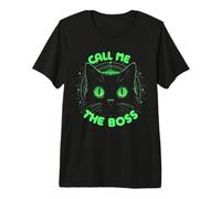Call Me The Boss Cat Stuff | Cat Mom & Dad Pet Black Cat Premium T-Shirt