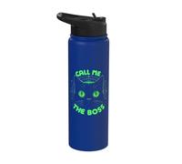 Call Me The Boss Cat Stuff | Cat Mom & Dad Pet Black Cat Stainless Steel Insulated Water Bottle