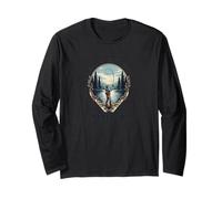 Call of the Wild Freedom Call of Nature Fishing Shore Motif Long Sleeve T-Shirt