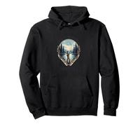 Call of the Wild Freedom Call of Nature Fishing Shore Motif Pullover Hoodie