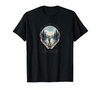 Call of the Wild Freedom Call of Nature Fishing Shore Motif T-Shirt