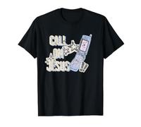 Call On Jesus Flip Phone Subtle Christian Faith Gospel Tee Value Graphic T-Shirt, Men, Black, S