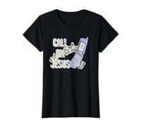 Call On Jesus Flip Phone Subtle Christian Faith Gospel Tee Value Graphic T-Shirt, Women, Black, L