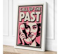 Call Up the Past Retro Canvas Wall Art Print 30x20 Inch | White