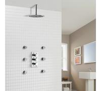 Calla Chrome Round 2 Way Slim Thermostatic Concealed Bathroom Shower Body Jets Nes Home Silver One Size
