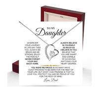 CALLA DECORGIFTS To My Daughter Forever Love Necklace, Meaningful Gift from Dad or Mom, Heart Pendant with Message Card & Elegant Box, Birthday, Graduation, Christmas Jewelry Gift for Her, One Size