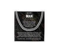 CALLA DECORGIFTS To My Man Necklace, Man Cuban Link Chain Necklace For Boyfriend Gifts For Husband, Man Necklace Ideal Gift for Valentine, Birthday, Holiday or Any Special Occasion, 18-22 inch