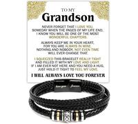 CALLA DECORGIFTS To Our Grandson Leather Bracelet Gift from Grandma, Grandson Bracelets, Mens Leather Bracelet, Grandsons Gift From Grandparents, Ideal for Birthday, Graduation, Christmas