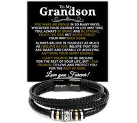 CALLA DECORGIFTS To Our Grandson Leather Bracelet Gift from Grandma, Grandson Bracelets, Mens Leather Bracelet, Grandsons Gift From Grandparents, Ideal for Birthday, Graduation, Christmas