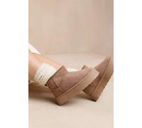 'Calla' Flatform Fur Lining Ankle Boot Where's That From Camel 7