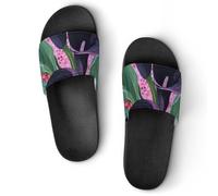 Calla Lilies Green Leaves Pink Dots Slip On Slippers Bath Pool Shower Slide Sandals House Shoes Unisex