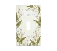 Calla Lilies Kitchen Single Light Switch Cover Plate, Botanical Natural Leaf Floral Spring Green Plastic Standard Size Switch Plate Decorative for Living Room Bedroom Home Office Decor (Single)