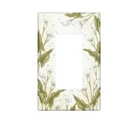 Calla Lilies Kitchen Single Rocker Light Switch Cover, Botanical Natural Leaf Floral Spring Green Plastic Standard Size Switch Plate Decorative for Home Living Room New Apartment Decor