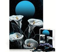 Calla Lilies Under A Blue Moon for Adults 1000 Piece Jigsaw Puzzle Thought Skill Slow Leisure Accurate Edges Perfect Present (50x75cm)