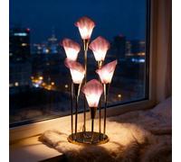 Calla Lily Artificial Flowers Table Lamp, Lilies Flowers Floral Bouquet Glass Accent Table Lamp, Flower Night Light for Home Bedroom Living Room Table Party Wedding Decor & Holiday Gifts