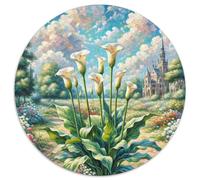 Calla Lily Artistic 1000-Piece Round Puzzle Showcasing, Moderately Complex And Therapeutic, Great for Bedrooms Or Offices 1000pcs (67.5x67.5cm)