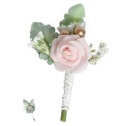Calla Lily corsage wristlet purple pocket for wedding Prom decor wedding essentials gifts bride wrist groom band boutonniere with Pins (Style 10,Brooch)