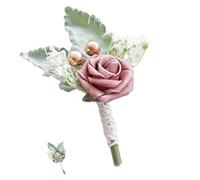 Calla Lily corsage wristlet purple pocket for wedding Prom decor wedding essentials gifts bride wrist groom band boutonniere with Pins (Style 16,Brooch)