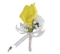 Calla Lily corsage wristlet purple pocket for wedding Prom decor wedding essentials gifts bride wrist groom band boutonniere with Pins (Style 4,Brooch)