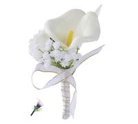 Calla Lily corsage wristlet purple pocket for wedding Prom decor wedding essentials gifts bride wrist groom band boutonniere with Pins (Style 5,Brooch)