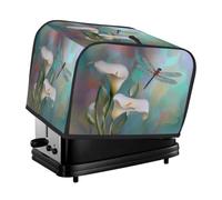 Calla Lily Floral Dragonfly Artwork Toaster Cover 4 Slice Dust Cover for Bread Machine,Small Kitchen Appliance