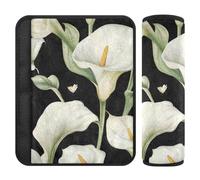 Calla Lily Flower Butterfly Black 2 Pack seat Belt Pads Release Stress to Your Neck and Shoulders for SUV forro para cinturon de seguridad