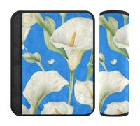 Calla Lily Flower Butterfly Blue 2 pcs Seatbelt Pads for Adults More Comfort Driving for Truck forro para cinturon de seguridad