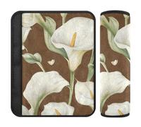 Calla Lily Flower Butterfly Brown 2 pcs seat Belt pad Protects Your Neck and Shoulders for Sedan forro para cinturon de segurida