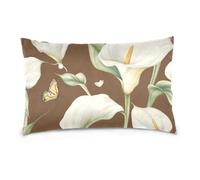 Calla Lily Flower Butterfly Brown Standard/Queen Size solid pillow case pillow cases egyptian cotton white for Hot Sleepers, Soft & Silky Smooth funda para almohada larga con adornos 20x30 inchs