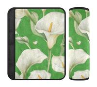 Calla Lily Flower Butterfly Green 2 Pack car seat Seatbelt Cover Stop seat Belt Cutting into Neck for SUV funda para cinturón de carro