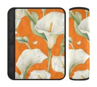 Calla Lily Flower Butterfly Orange 2 Pack Seatbelt Shoulder Strap Cushion Stop seat Belt Cutting into Neck for Truck forro para cinturon de segurida