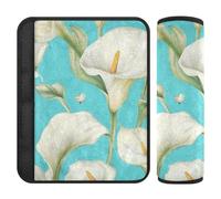 Calla Lily Flower Butterfly Teal 2 Pack Safety Belt Cover More Comfort Driving for SUV Protector para cinturón de carro