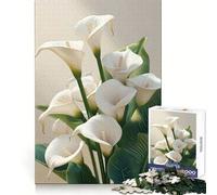 Calla Lily Flowers Jigsaw for Teenagers 1000 Pieces Sharp Memory Mind Calming Fun Neat Edges Seasonal Gift (38x26cm)