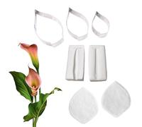 Calla Lily Fondant Mould Sets 7pcs Petal Cutters+ Stamens Silicone Moulds for Clay Cupcake Toppers Edible Sugar Craft Cake Decorating Gumpaste Chocolate Candy